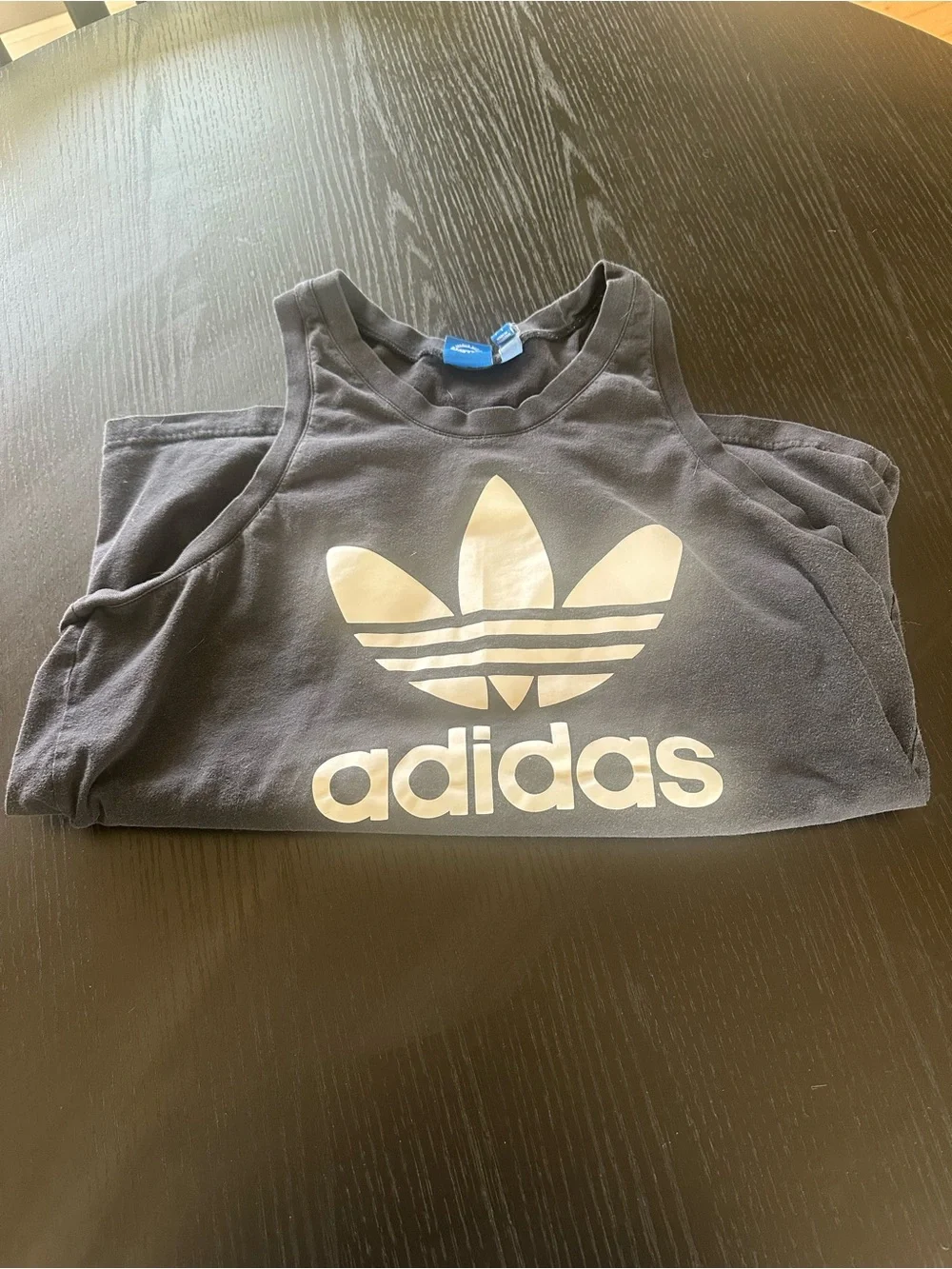 adidas men’s Black Tank Top with Trefoil Logo